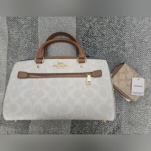 Rowan Satchel Bag In Blocked Signature Canvas (includes matching wallet)